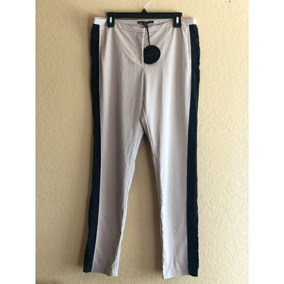Harlowe & Graham Pants - Harlowe & Graham Womens Beige Slim Side Pant S L